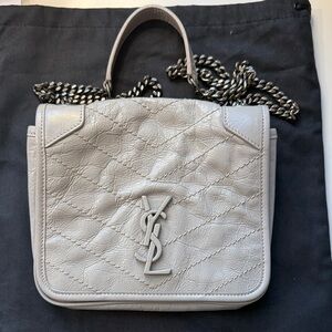Yves Saint Laurent Light Gray Leather Crossbody Bag